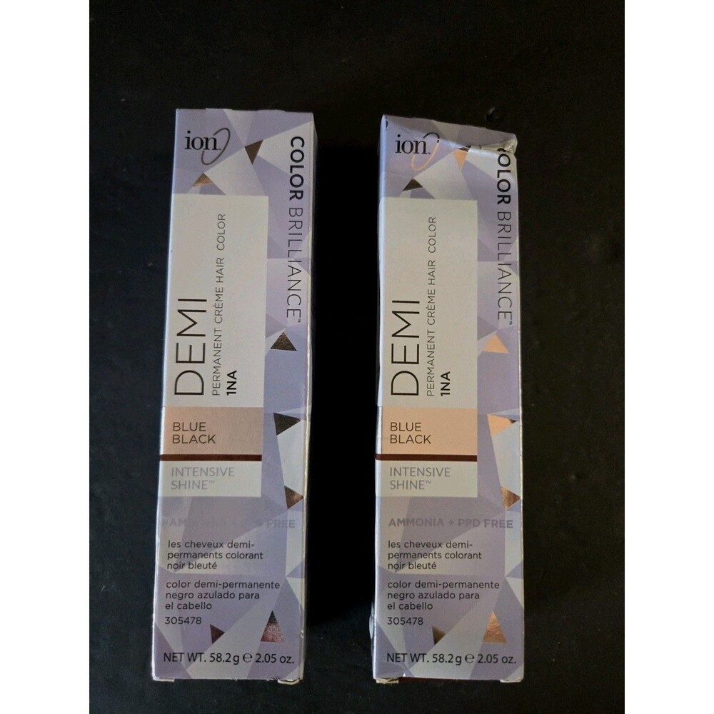 Ion Intensive Shine Blue Black Demi Permanent Creme Hair Color 1NA Lot of 2